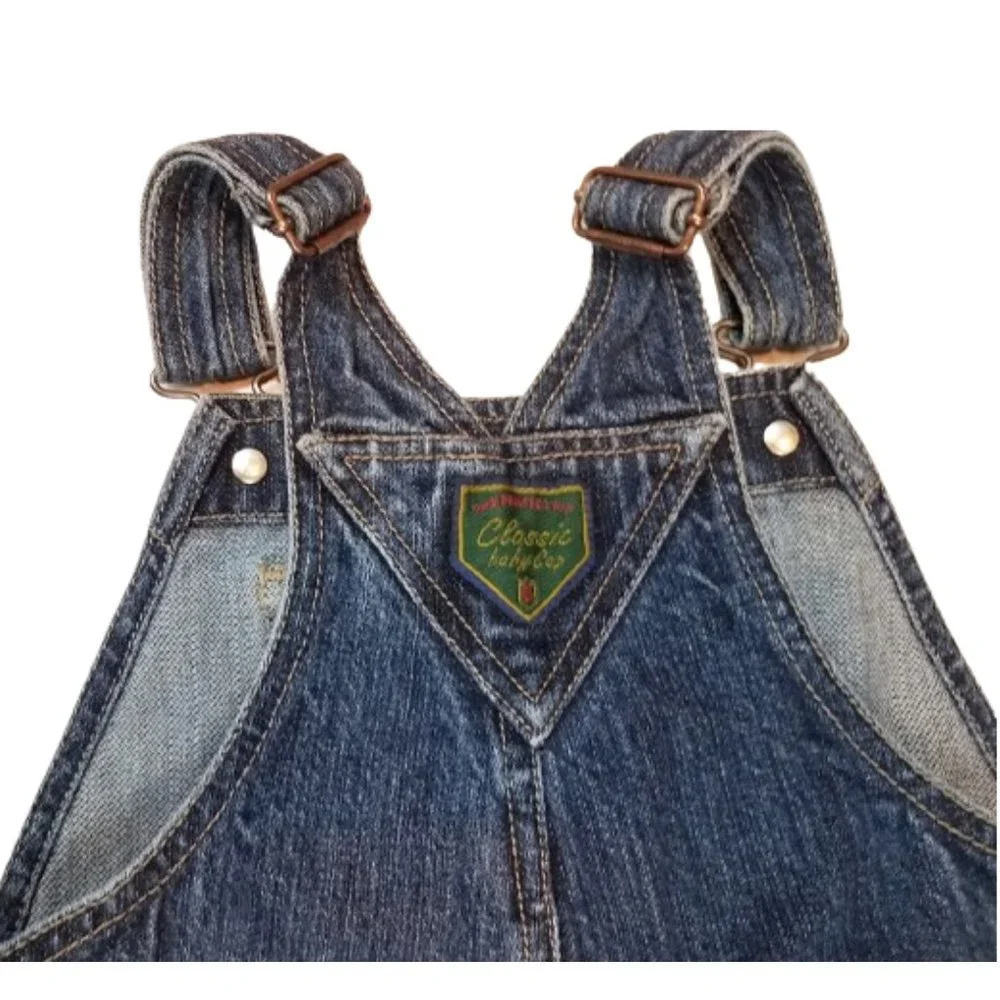 Vintage BABY GAP Blue Jean Bib Overalls 100% Cotton - Toddler Boy's 2